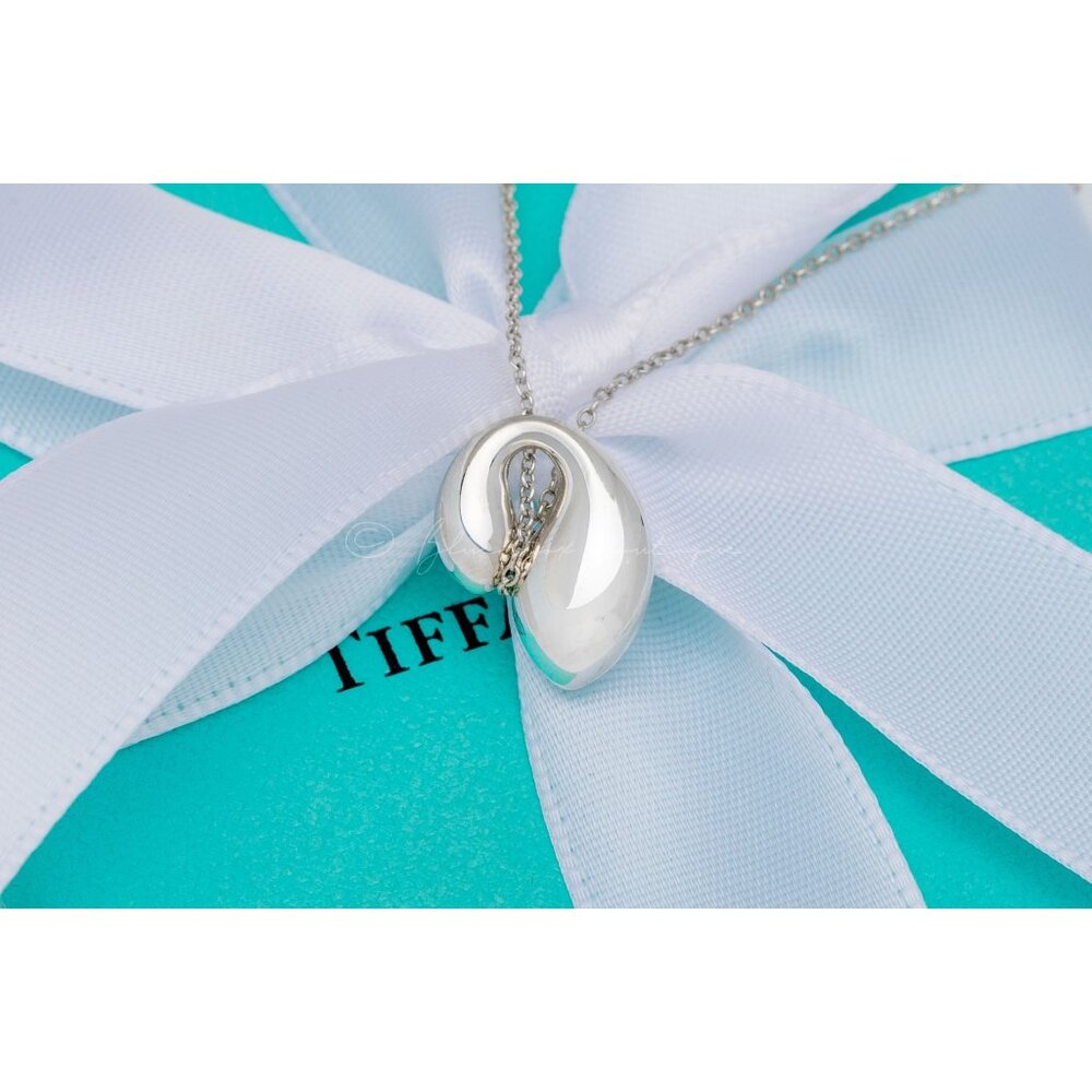 Tiffany & Co. Vintage Necklace Elsa Peretti Double Teardrop Pendant Silver 16"